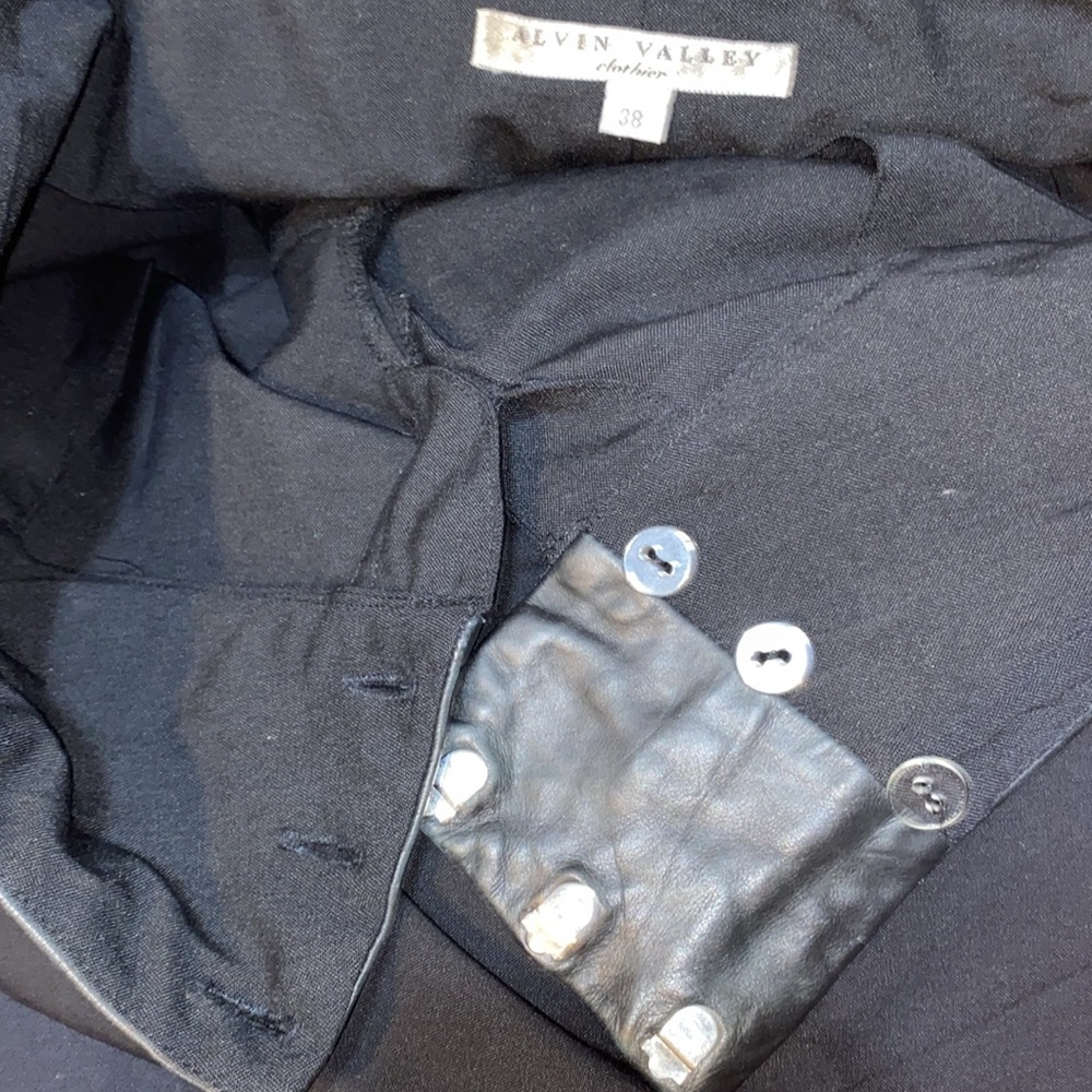 ALVIN VALLEY LEATHER WAISTBAND/TRIM BLACK DRESS PANTS SZ 31 W/38 - Picture 11 of 12